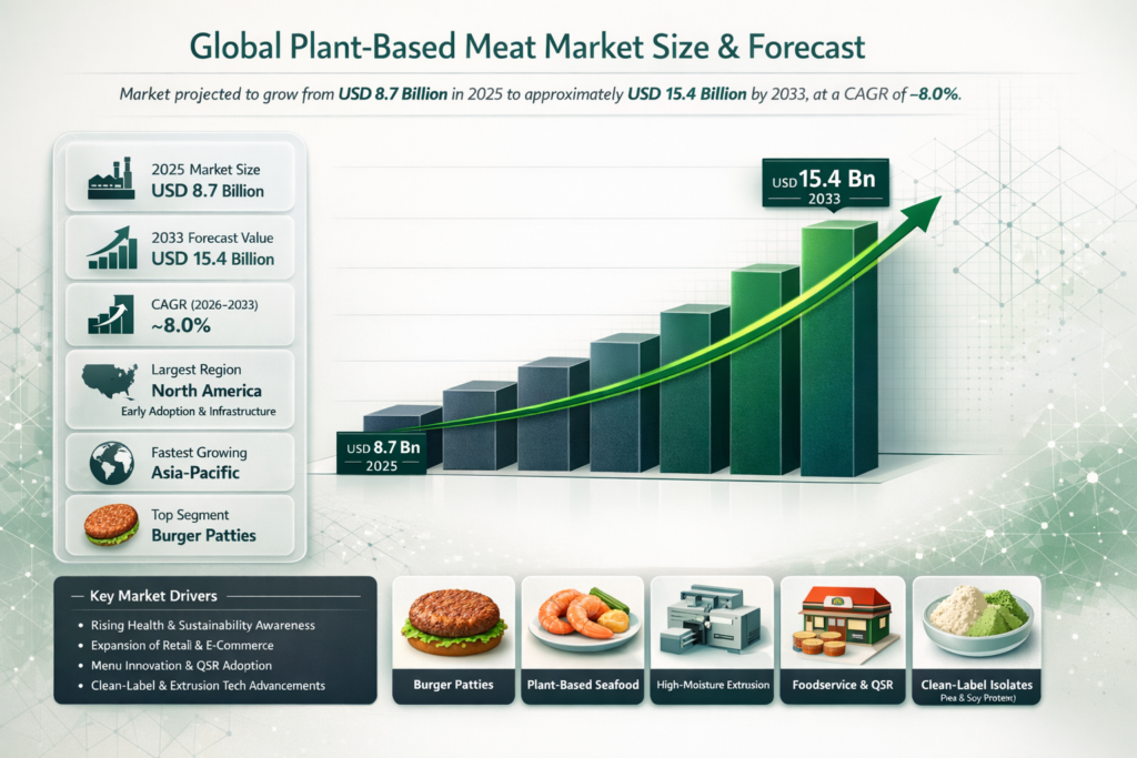 The Global Plant-Based Meat Market is booming! Plant-based meats are taking over, driven by health-conscious folks, eco-friendly vibes, and the need for sustainable protein.