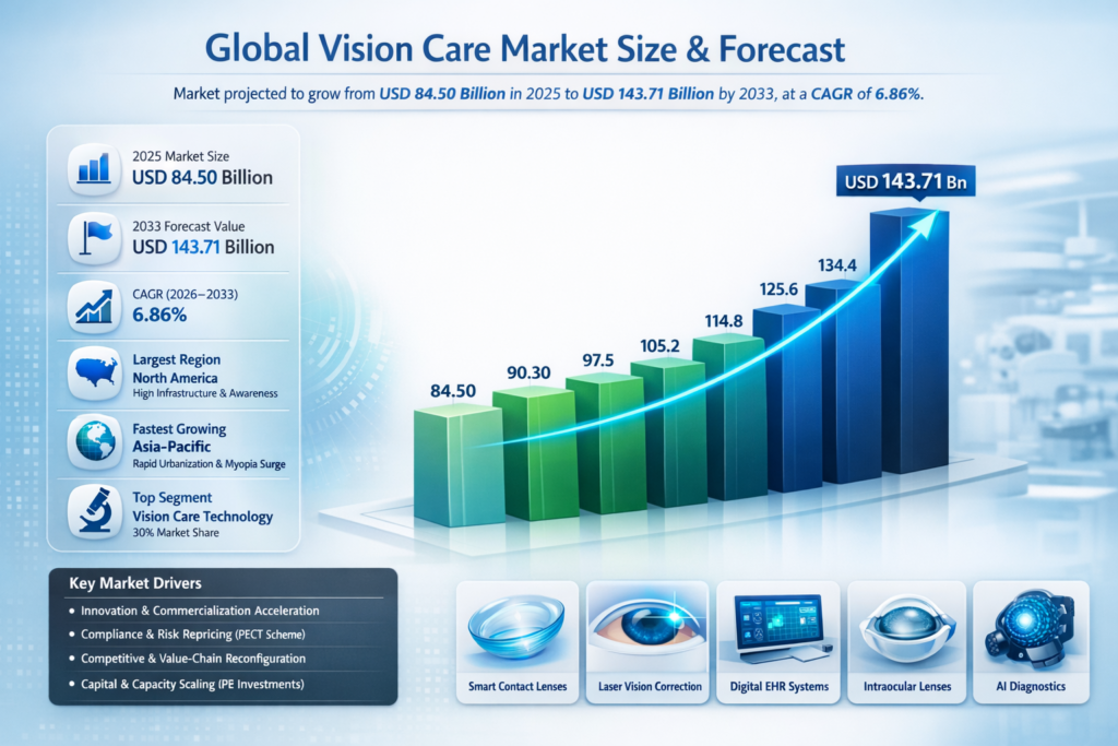 The Vision Care market is characterized by a high level of competitive intensity within a fragmented structure.