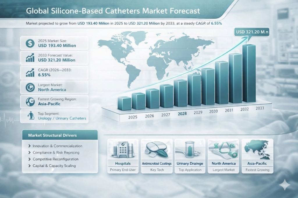 The Silicone Based Catheters market is poised for significant growth over the forecast period from 2026 to 2033, driven by a compound annual growth rate (CAGR) of 6.55%