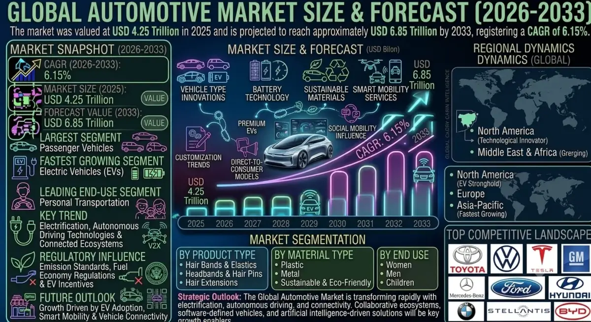 The automotive industry encompasses the design, manufacturing, distribution, and servicing of passenger vehicles, commercial vehicles, electric vehicles, and mobility solutions.