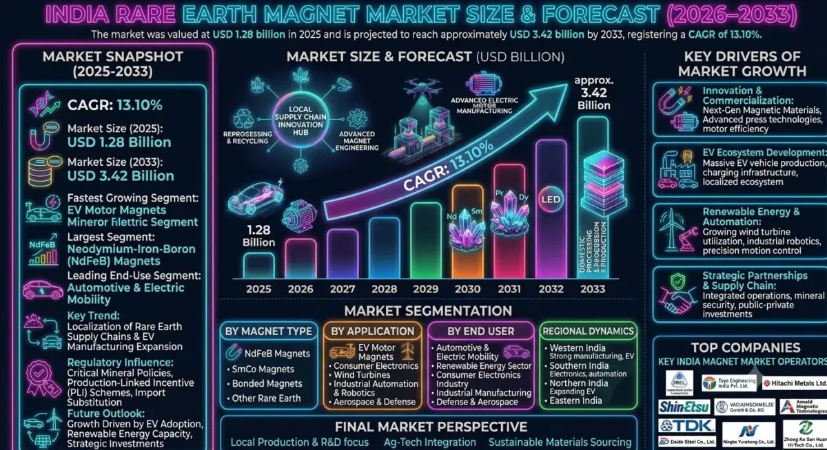 The market includes neodymium-iron-boron (NdFeB) magnets, samarium cobalt (SmCo) magnets, bonded rare earth magnets, and customized high-performance magnetic solutions.