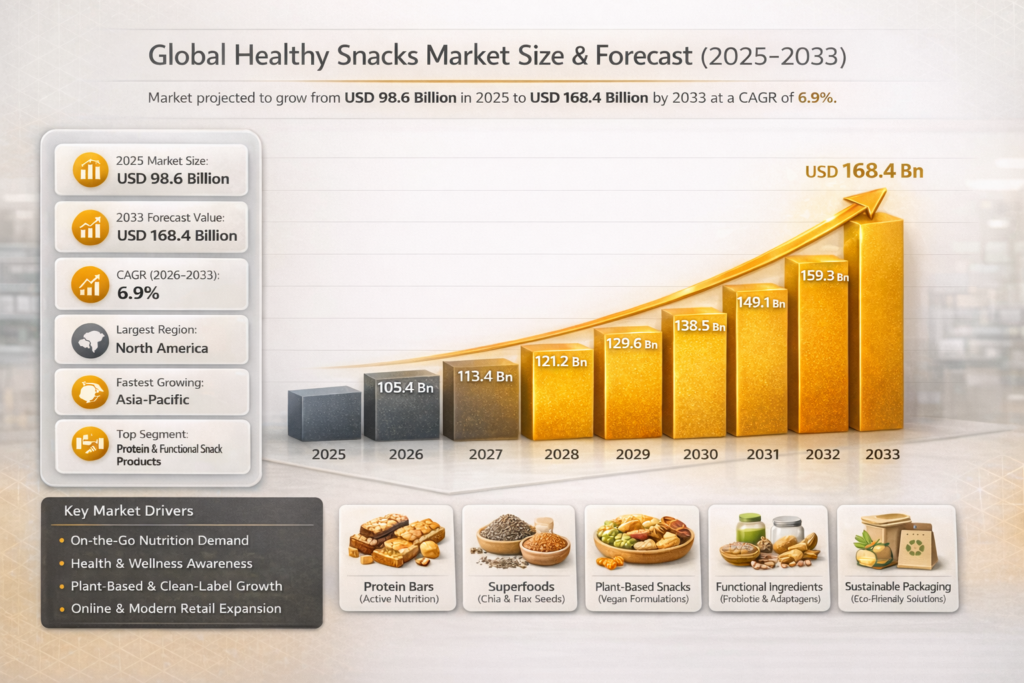The Global Healthy Snacks Market is experiencing strong expansion as consumers increasingly seek nutritious, convenient, and functional food options to support active and health-conscious lifestyles.