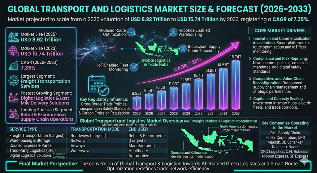 Transport and logistics services involve the planning, movement, storage, and management of goods across local, regional, and global supply chains.