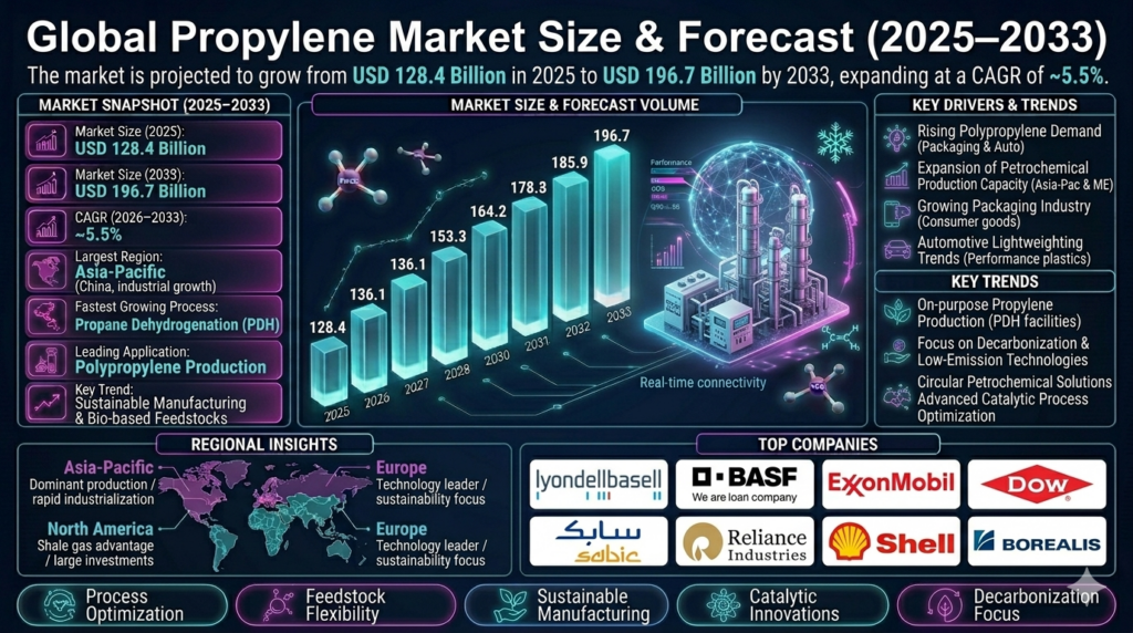 The propylene market forms a critical segment of the global petrochemical and industrial chemicals industry.