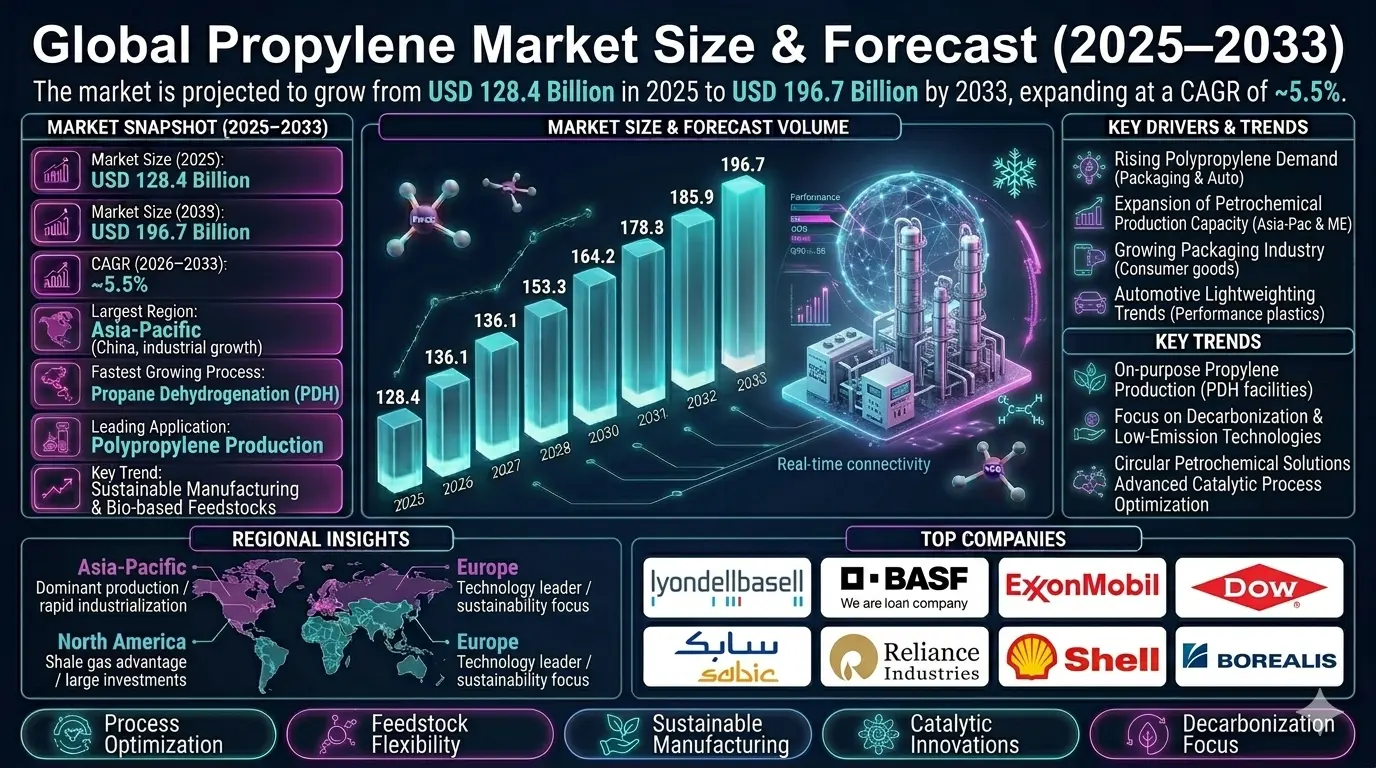 The propylene market forms a critical segment of the global petrochemical and industrial chemicals industry.