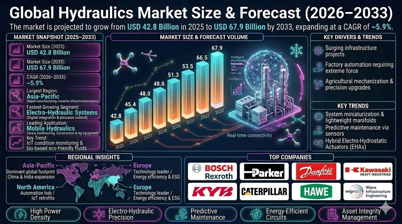 The hydraulics market forms a critical segment of the global fluid power and industrial machinery industry.