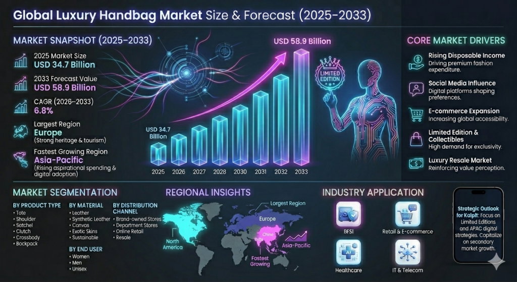 The luxury handbag market forms a vital segment of the global personal luxury goods and premium fashion accessories industry.