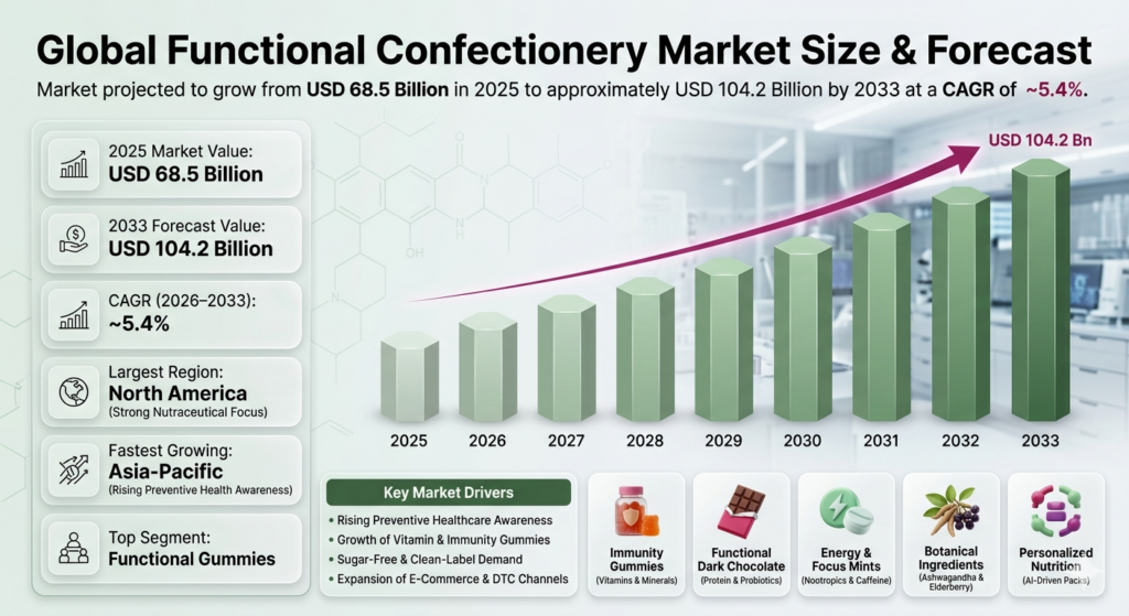 The Global Functional Confectionery Market is booming . People want sweets that are tasty AND good for them.
