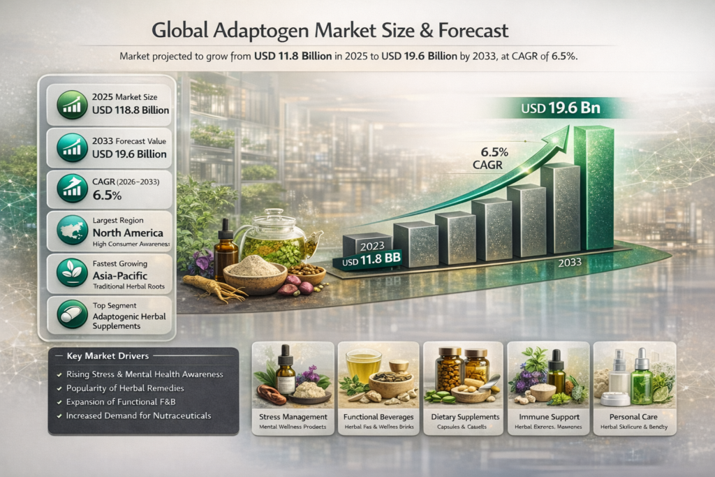 Global Adaptogen Market is buzzing.People are turning to nature's remedies to beat stress, boost immunity, and feel better.