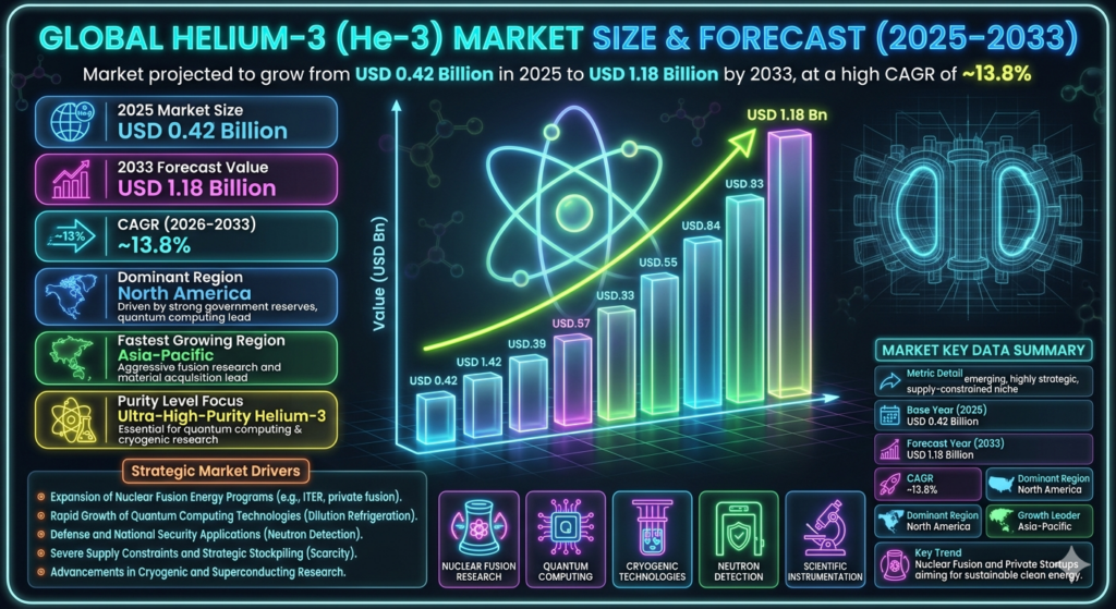 The helium-3 market operates at the intersection of advanced energy research, defense technology, and scientific instrumentation.