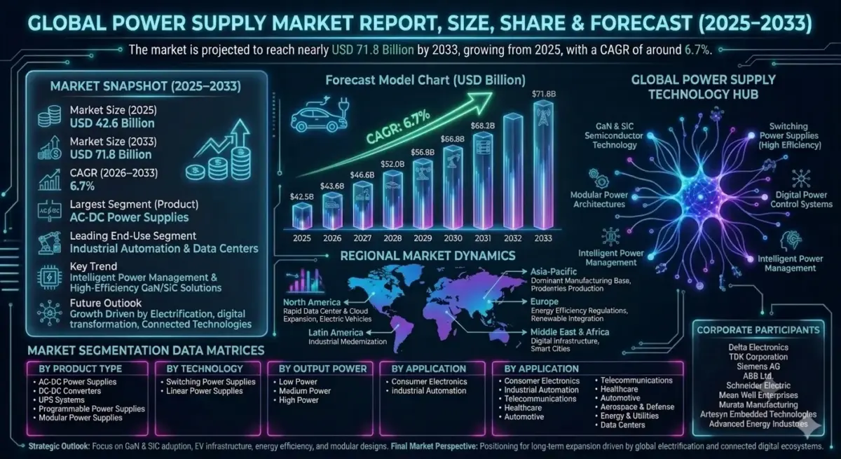 The power supply market forms a fundamental part of the global electronics and electrical equipment industry.