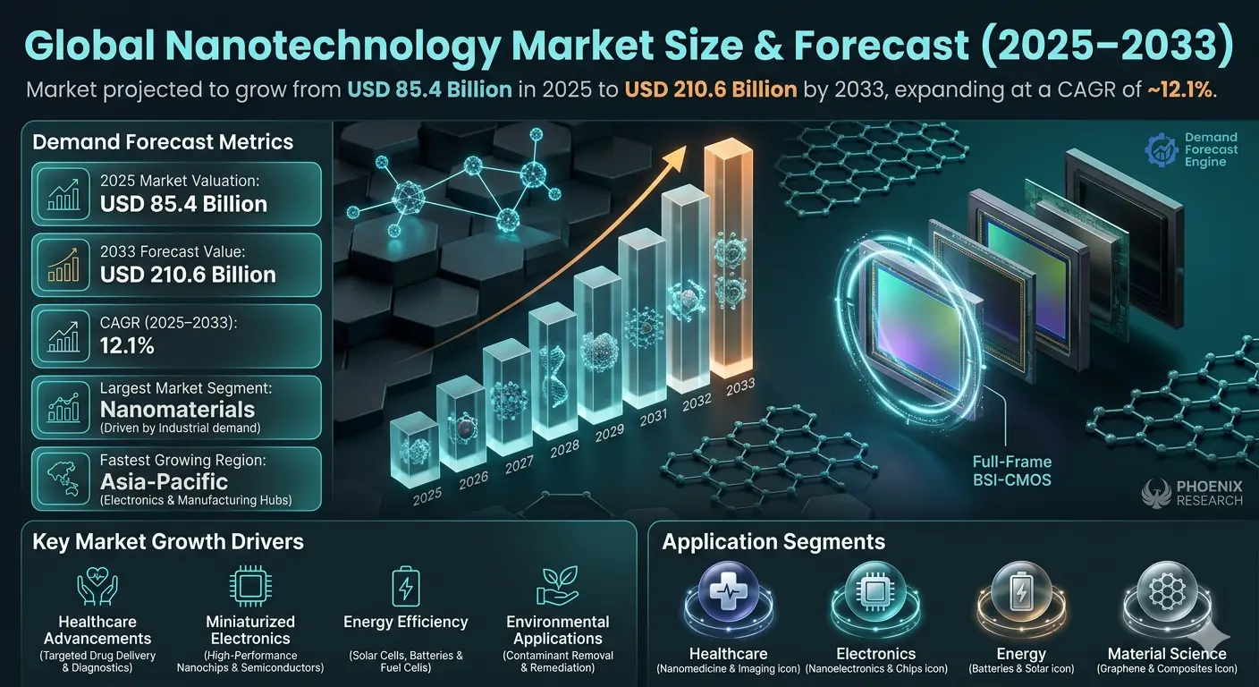 The nanotechnology market is a key segment of advanced materials science and emerging technologies. It includes the development and commercialization of nanomaterials, nanodevices, nanosensors, and nano-enabled systems.