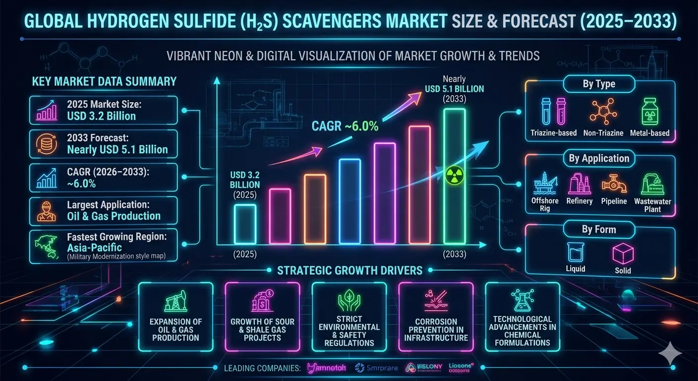 The hydrogen sulfide scavengers market operates as a specialized segment within the oilfield chemicals and gas treatment industry.