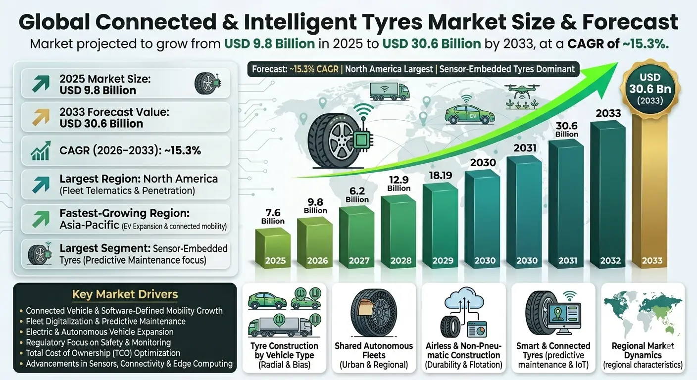 The Global Connected & Intelligent Tyres Market brings tyres with a brain and a voice .