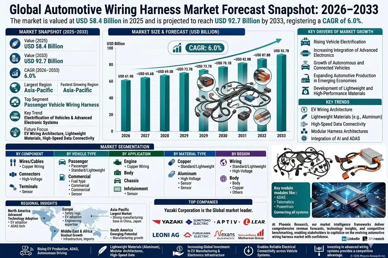 The Global Automotive Wiring Harness Market is growing steadily, with cars getting smarter and wiring harnesses being the unsung heroes