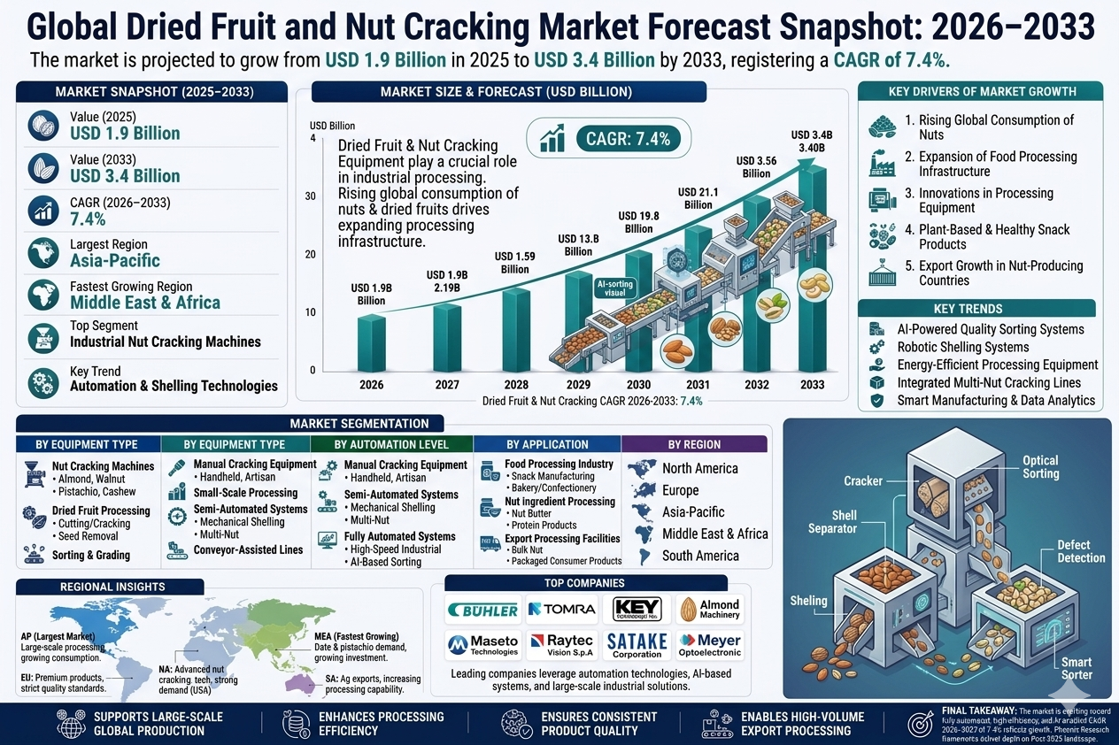 Global Dried Fruit and Nut Cracking Market size and share Analysis 2026-2033