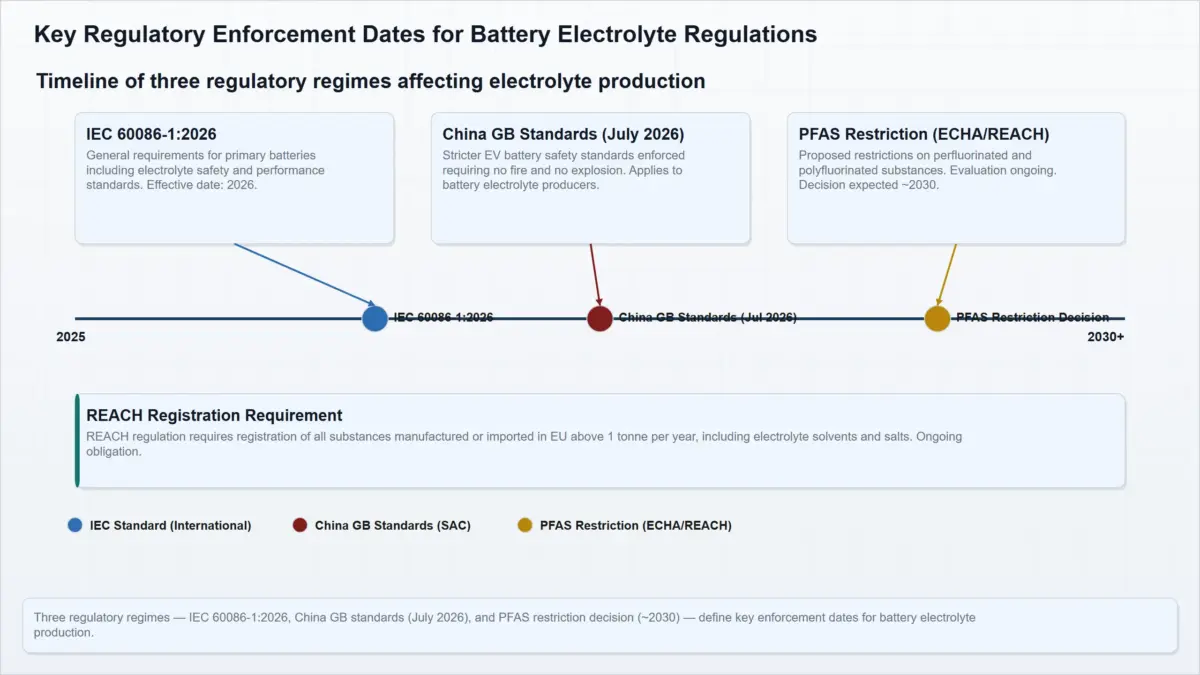 key regulatory enforcement dates battery electrolyte